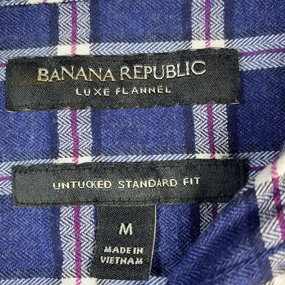 Banana Republic Luxe Flannel Untucked Standard Fit‎ Men's Medium Outdoor Casual